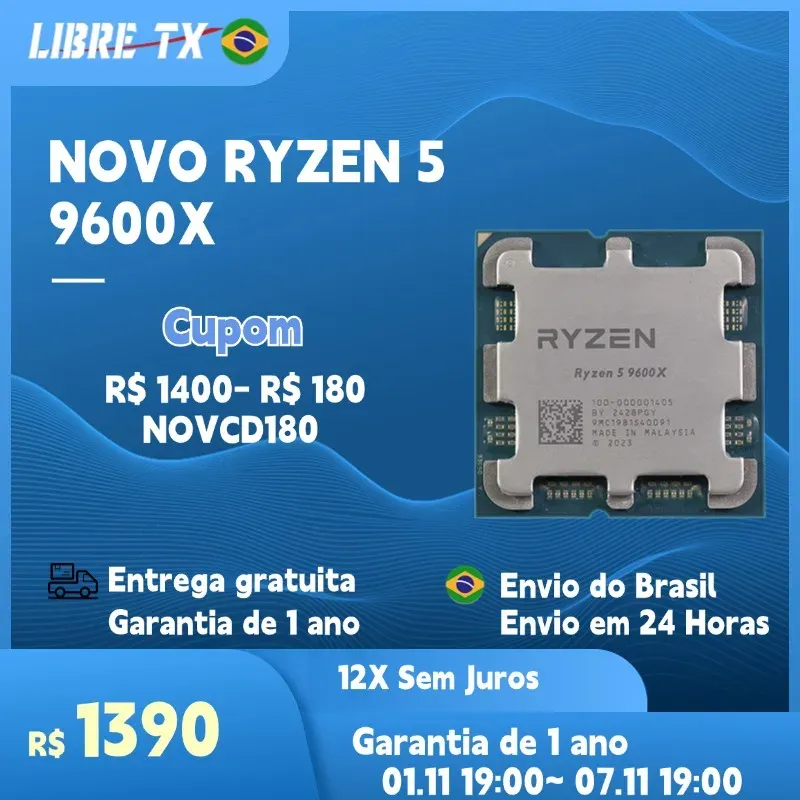 [Estoque No Brasil] Procesador Ryzen 5 9600x 6-Cores/12-Threads 5,4ghz Am5